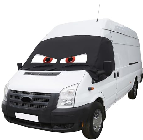 UK Custom Covers Ford Transit Van MK6/MK7 Windscreen Cover – Van Windscreen Frost Protector/Van Screen Cover Winter and Waterproof Frostblocker For 2000-2013 Transit MK6/MK7 (Black, Customised)