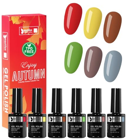 Beautilux UV Nagellack TPO-Frei, 6 Farben 10ml HEMA-FREE Gel Nagellack Set für Home-Maniküre Nail Art Maniküre (AT25-01)