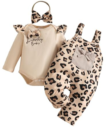 UUAISSO Vestiti per Neonate Top Floreali Tuta Orso Salopette Regolabile Tuta Set di Abiti