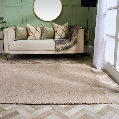 OHS Rugs for Bedroom, Rug for Living Room Large Home Decorative Non Slip Modern Super Soft Cosy Teddy Thick Pile Floor Carpet Non Shedding Shaggy Rug, Natural - 160 x 230cm