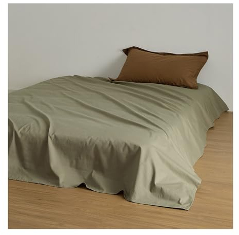 Bettlaken ohne Gummizug Gebürstete Baumwolle Fadenzahl 500 Dicke Weiche Bed Sheets Betttuch ohne Gummi und Laken Bedsheets(Green,120x230cm)