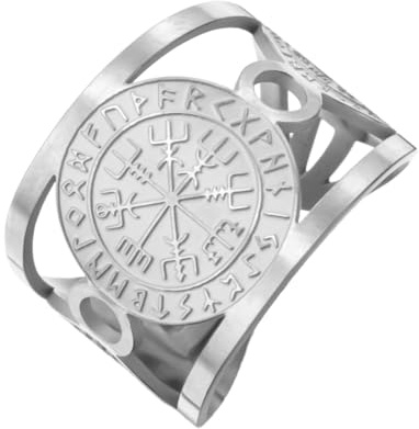 TEAMER Verstellbarer Vegvisir-Ring, Edelstahl, nordischer Runenkompass, Schutz und Orientierung, Amulett, Schmuck für Damen