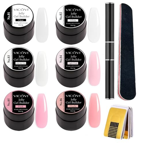 GZSYY Aufbaugel für Gelnägel Builder Gel Acryl Nägel Starterset Nagelverlängerung Mit Nagelschablonen