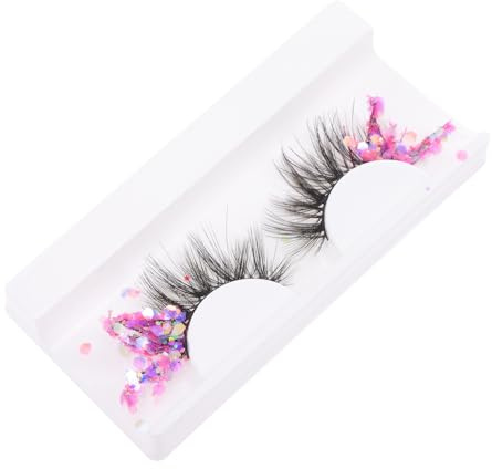 Cils Fluorescents en Fibre, Faux Cils Décoratifs pour Soirée | 1 Paire, Effet Pailleté Lumineux, Convient à Plupart des Formes D’œil, pour Artistes et Filles
