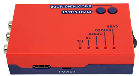BONKZEBU RetroScaler2x Konverter A V zu HD Multimedia-Schnittstelle für 480p60-Signalausgabe, ABS-Materialkonverter ohne Latenz für Commodore64, Paketliste mit USB-Kabel (Rot)