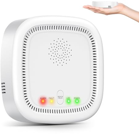 Gasmelder mit 100% Batteriebetrieben, Gaswarner für Haus Wohnmobil, Gaswarner für Erdgas LPG Methan Propan, Mit Akustischem Optischem Alarm (Batterien Nicht Enthalten)