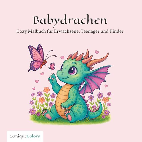 Babydrachen – Cozy Malbuch für Erwachsene, Teenager und Kinder: 50 zauberhafte Babydrachen zum Ausmalen, Entspannen und Träumen