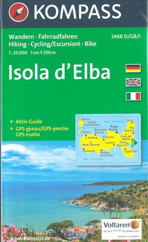 KOMPASS Wanderkarte Isola d' Elba: Wander-, Rad- und Seekarte mit Aktiv Guide. GPS-genau. 1:25000. (KOMPASS-Wanderkarten, Band 2468)