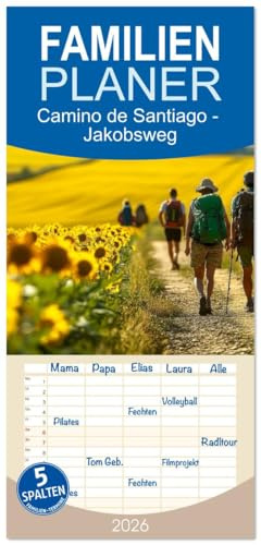 Familienplaner 2026 · Camino de Santiago - Jakobsweg | Faszinierende Orte entdecken · innere Ruhe finden · 21 × 45 cm hoch · 5 Spalten · CALVENDO Familienplaner