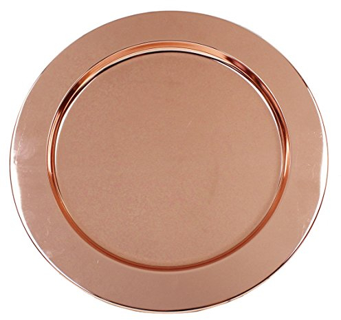 Ms Lovely Roségold Edelstahl Metall Charger Plates – Set von 4 – 33 cm – kupferfarben