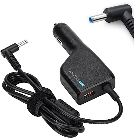 Helpers Lab 19,5V 4,62A Alimentatore Caricabatterie da Auto per HP Laptop Envy4 Envy6 EliteBook TouchSmart Folio Pavilion Stream Spectre Zbook chromebook 90W 65W 45W Connettore Blu con porta USB QC3.0