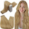 RUNATURE Echthaar Tressen Zum Einnähen Blond 30cm Tressen Echthaar Goldblond Mit Hellblond 70g Weaving Tressen Echthaar Blond Weft Tressen Extensions #16P24