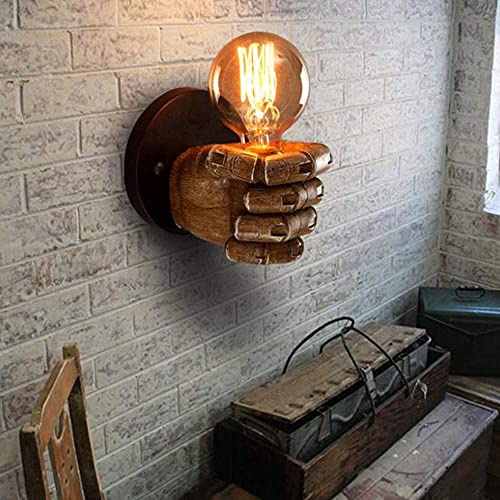 Antike Wandleuchte Retro Faust Hand Halten Licht Vintage Industrielle Harz Wandlampe Schlafzimmer Restaurant Küchen Korridor Bar Café Landhaus Treppe Gehweg Flur Lampe Innen Außenleuchten,Left Hand