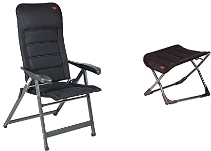 Crespo AP/237-AD-80 Campingstuhl, Black (80) & Fußauflage AP/231-AD