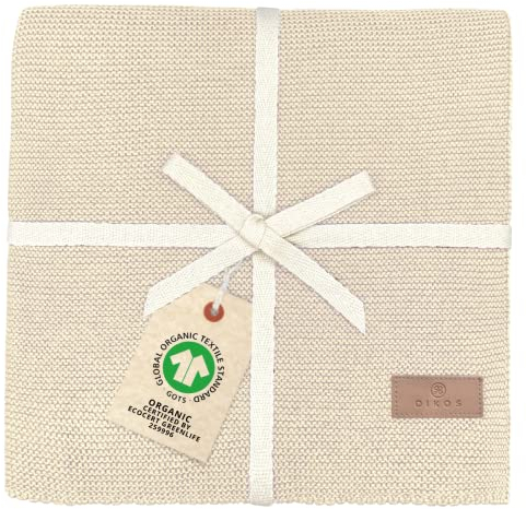 DIKOS® Babydecke aus *100%* GOTS Bio Baumwolle Lachs-Beige Baby Erstausstattung Neugeborenen Decke Mädchen/Junge Erstlingsdecke Strickdecke ganzjährig Kuscheldecke Kinderwagen Geschenk zur Geburt