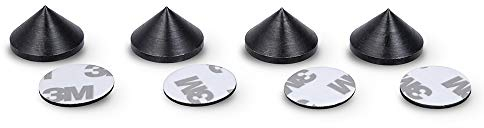 PrecisionGeek - Speakers Spikes Cone shape, 20mm diameter, Black Steel, oxidised, for Speakers, HiFi Stands, Soundbars, Self-adhesive double-sided Pads included - 4 pieces