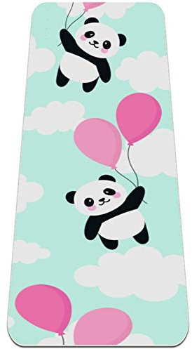 Halkfri yogamatta 1/4 tum tjock med bärrem för alla typer av träning, yoga och pilates (72 'x 24' x 6 mm tjock) Panda Flying