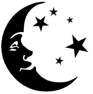 Auto-Aufkleber 13.5 * 13.9Cm Fantasy Moon and Stars Autoaufkleber Interessante Motorrad Vinyl Aufkleber Schwarz/Silber