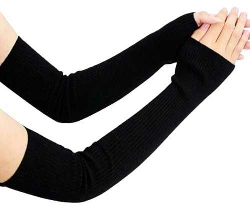 1 Paar lange fingerlose Handschuhe gestrickt Armwärmer Daumenloch Ellenbogenlänge Handschuhe für Frauen