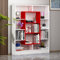 Homidea Venus Bücherregal - Standregal - Büroregal - Raumtieler für Wohnzimmer/Büro in modernem Design (Weiß/Rot)