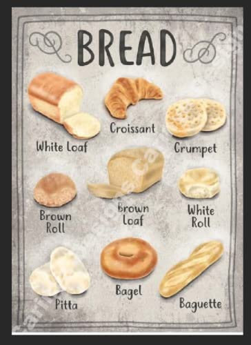 Bread variety Vintage Retro Tin Metal Sign Wall Plaque Advertising Home Kitchen (A3 (400x290mm) Approx)