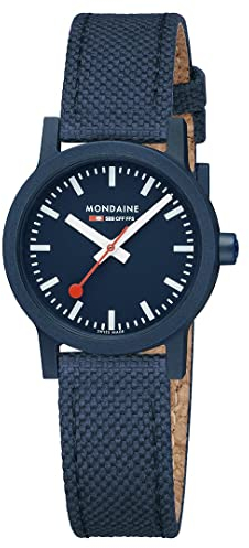 Mondaine Damen Analog Quartz Uhr mit Stoff Armband MS132140LD, Blau
