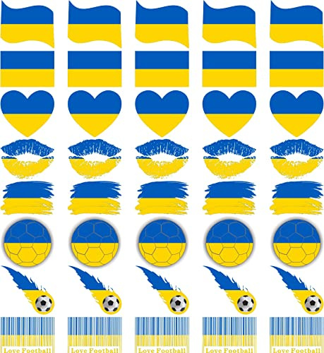 Womaha 40 Sheets Ukraine Meme Flag Temporary Tattoos for Adults and Kids World Cup European Cup Football Face Tattoo Stickers