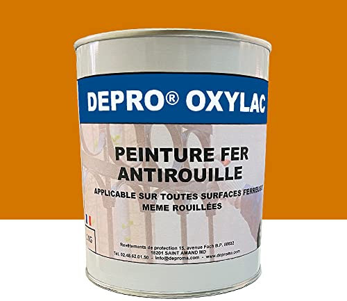 OXYLAC Peinture antirouille pour métal neuf et rouillé - 1KG (JAUNE SÉCURITÉ)