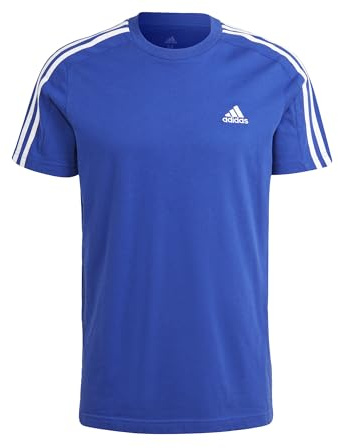 adidas Mens 3S Sj Crew Neck Short Sleeve Casual Tops Casual - Grey, Semi Lucid Blue/White, XXL