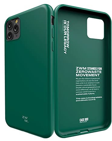 ZWM Handyhülle iPhone 11 Pro, Umweltfreundliche Handyhülle, Dünn und Schützend, 100% Pflanzliches Material, Kompostierbar und Biologisch abbaubar DEEP Green Design