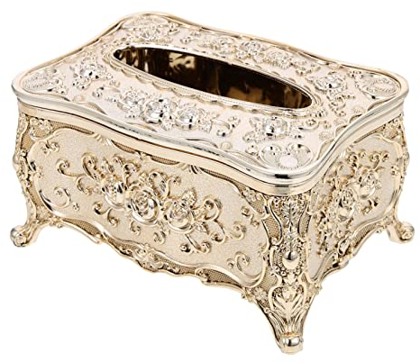 Zerodeko Retro Tissue Box Europ?ischer Tissue Box Cover Acryl- Pr?genpapier Serviettenhalter Beh?lter Papierabdeckung Serviettenhalter Hausdekoration (Golden) Taschentuch Halter