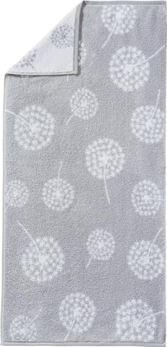 Erwin Müller Walk-Frottier Handtuch Pusteblume - flauschig weich, enorm saugstark und langlebig - Silber-weiß Größe 50x100 cm