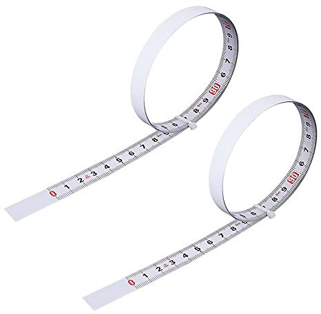 Eleanly 2 Pcs Self Adhesive Tape Measure 1M Self Adhesive Steel White Measure Tape Self Adhesive Measuring Tape Steel Ruler for Measuring Woodworking Router Table Saw
