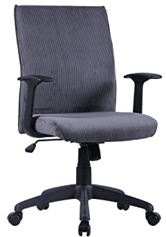 byLIVING Bürostuhl Rocket/Schreibtischstuhl/Kunststoff schwarz/Bezug Cord Stoff dunkelgrau/Wippmechanik/Sicherheitsklemmschutz/Sicherheitsrollen/Bürosessel/B 56, H 92,5-100,5,T 61,5 cm