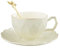 fanquare Vintage Amarillo Taza de Té con Cuchara, 200ml Taza de Café con Platillo, Taza de Té de Porcelana para Espresso, Capuchino