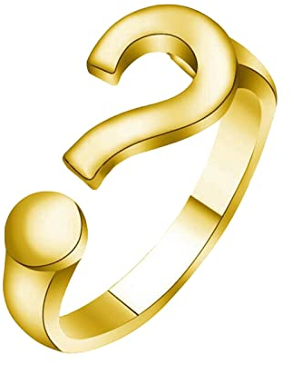 Ringe für Frauen Frauen offener Fragezeichen-Ring Öffnung verstellbarer Ring Modering Schmuck Festival & Geburtstagsgeschenk geeignet für das tägliche Leben und Banque Party Halter Für Ringe (B, A)