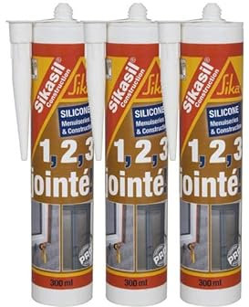 Lot de 3 mastics silicone SIKA Sikasil construction - Transparent - 300ml
