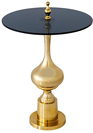 riess-ambiente.de Design Beistelltisch Abstract 45cm Gold Metall schwarz Handmade Glasplatte