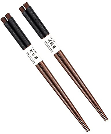 Lodokdre Lot de 2 paires de baguettes japonaises Natuerliche Valeur Pack Cuisine Vaisselle Noir