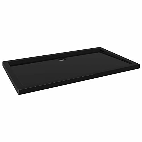 Tidyard Rectangular ABS Shower Base Tray, Shower Tray Waste Trap Tray for Bathroom Shower Enclosure Wetroom Rectangle Slimline Shower Cubicle Base Black 70x120 cm