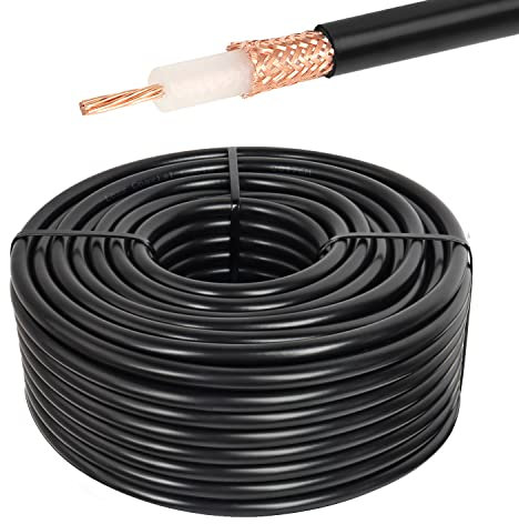 XRDS -RF RG213 - Cable coaxial RF de 50 ohmios de baja pérdida sin conectores de 100 pies