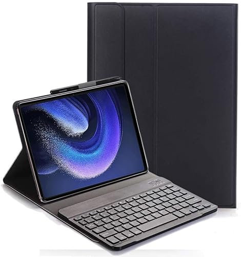 YHFZR Funda Teclado para Xiaomi Pad 6/6 Pro 11 Pulgada, AZERTY Slim PU Funda Desmontable Teclado Inalámbrico Teclado Keyboard Carcasa para Xiaomi Pad 6/6 Pro 11 Pulgada, Negro