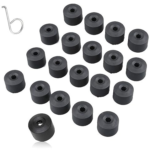 Taicols Lot de 20 Capuchon De Couvercle De Boulon D'écrou De Roue 17mm avec Outil de Retrait