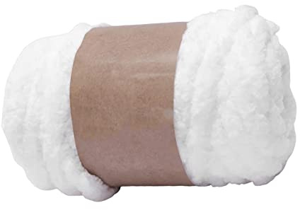 MagiDeal Thick Chunky Yarn Arm Knit Yarns Filling Handcrocheted Jumbo Tubular Yarn Bulky Yarns for Craft Knitted Blanket Pet Bed Sweaters, White