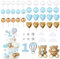 49 Stück Blau Tortendeko Set, Jungen 1.Geburtstag Cake Topper, Teddybär Kuchen Dekoration für Hochzeit, Baby Shower und Geburtstag Party