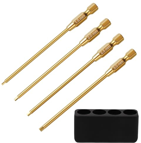 4 Stück 1,5mm 2,0mm 2,5mm 3,0mm Sechskant Schraubendreherkopf für 1/4 Zoll Antriebsbohrer Schraubendreher Bit Elektroschrauber/Bohrmaschine RC Reparaturarbeiten