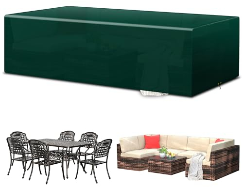 Funshot Gartenmöbel Abdeckungen Wasserdicht, Große Gartenmöbel Abdeckung 240x140x90cm Rechteckig, Outdoor Tisch Abdeckungen Möbel Sets Abdeckung Winddicht, Anti-UV, Patio Set Abdeckung, Grün