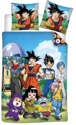 Bettwäsche Dragonball Z, wendbar, Bettbezug 140 x 200 cm + Kissenbezug 65 x 65 cm, 100 % Polyester-Baumwolle