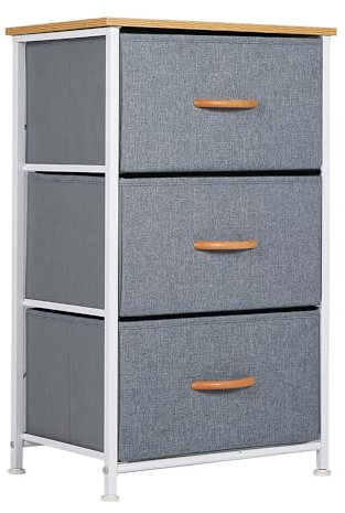 Panana Dresser Storage Tower Bedroom Cabinet Stand with Removable Fabric Drawers Bins for Closet - Steel Frame, Wood Top Organizer for Bedroom, Entryway, Closet, (3 Drawer)
