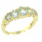 Englisch Damen-Ring solide 9 Karat Gold Gelbgold Aquamarin - Verfügbare Größen : 50 bis 64